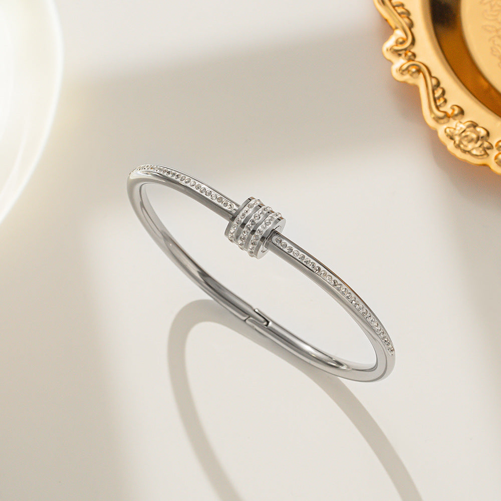 Velmera Diamond-Studded Titanium Steel Bracelet