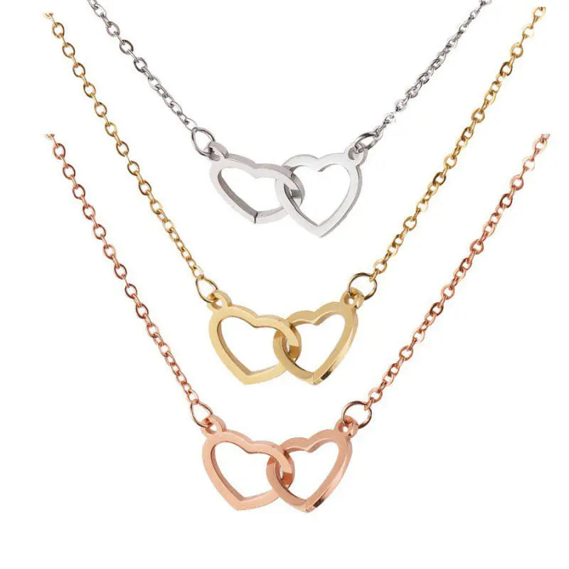 Velmera Personalised Double Heart Necklace