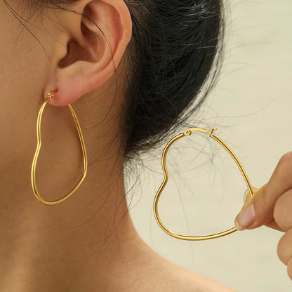 Velmera Silver Heart Hoop Earrings