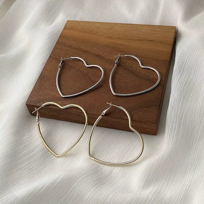 Velmera Silver Heart Hoop Earrings
