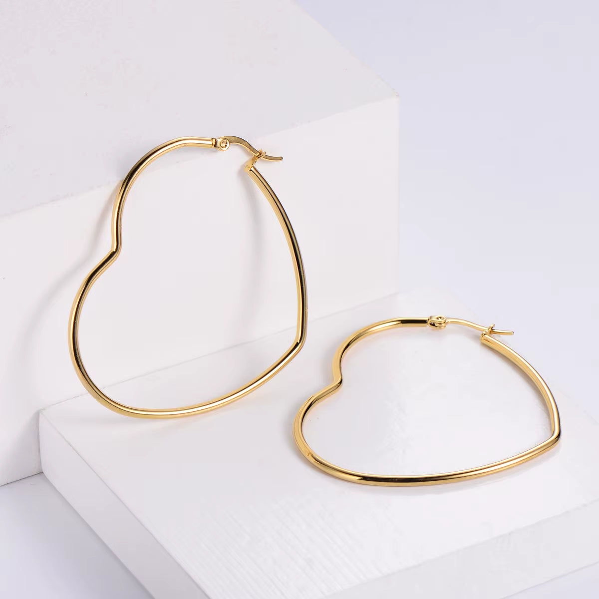Velmera Silver Heart Hoop Earrings