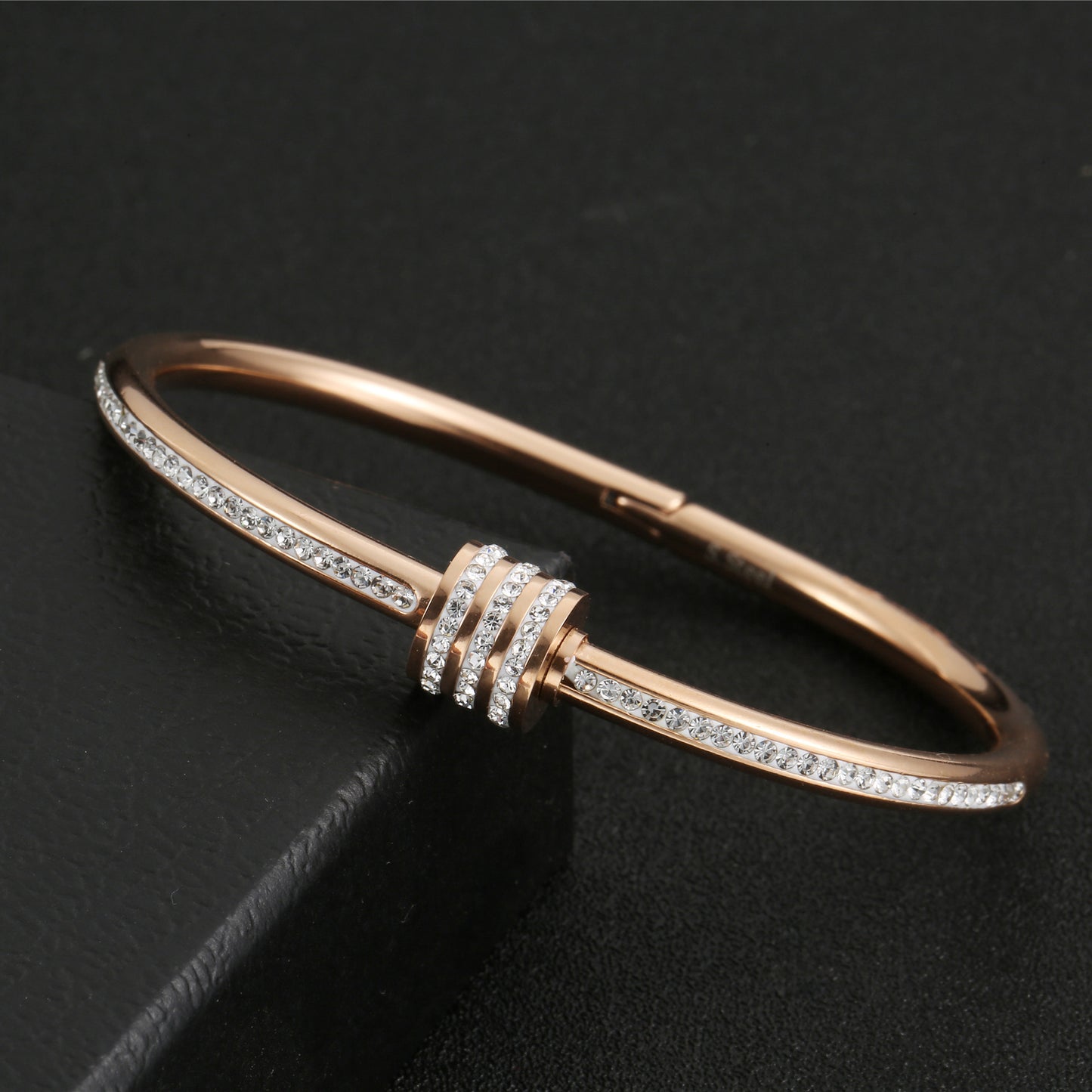Velmera Diamond-Studded Titanium Steel Bracelet