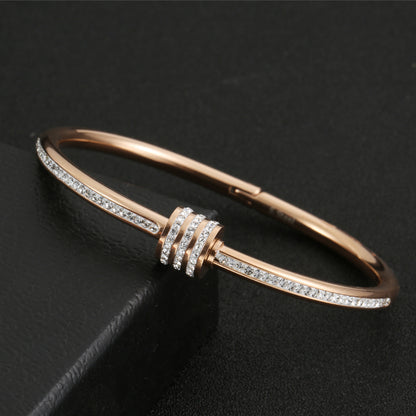 Velmera Diamond-Studded Titanium Steel Bracelet