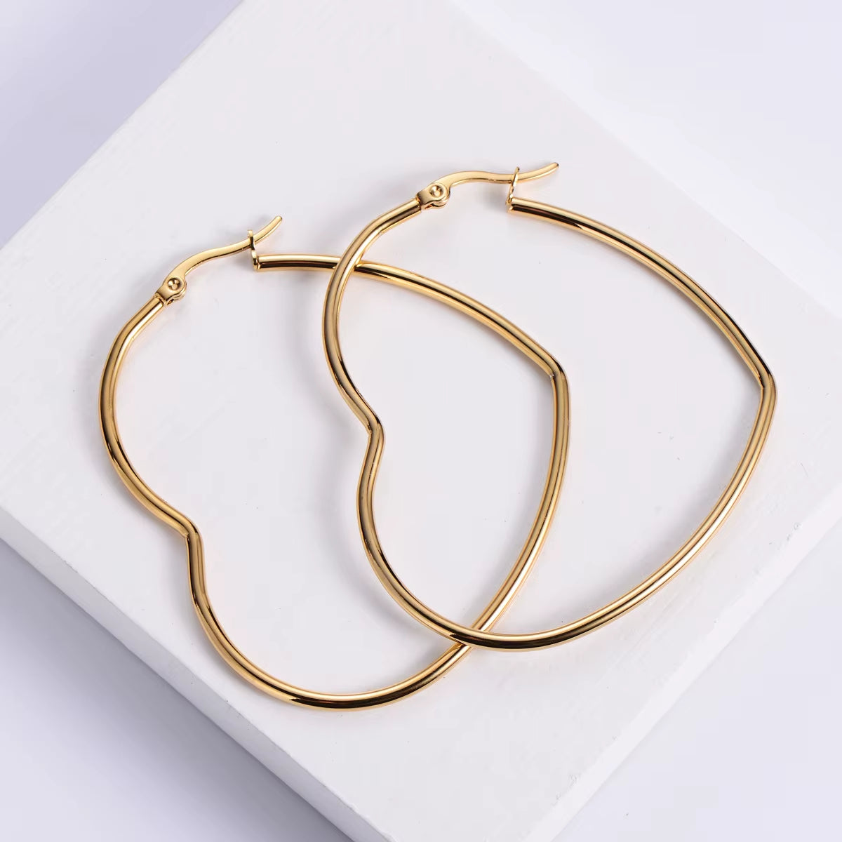 Velmera Silver Heart Hoop Earrings